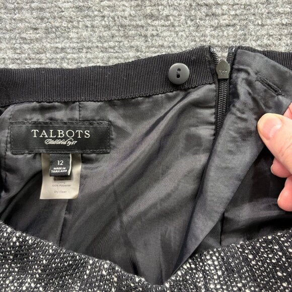 Talbots Skirt Womens 12‎ Black & White Tweed Pencil Academia professional career - Picture 2 of 12
